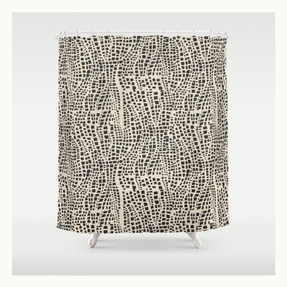 Society6 Black and Cream Abstract Shower Curtain
